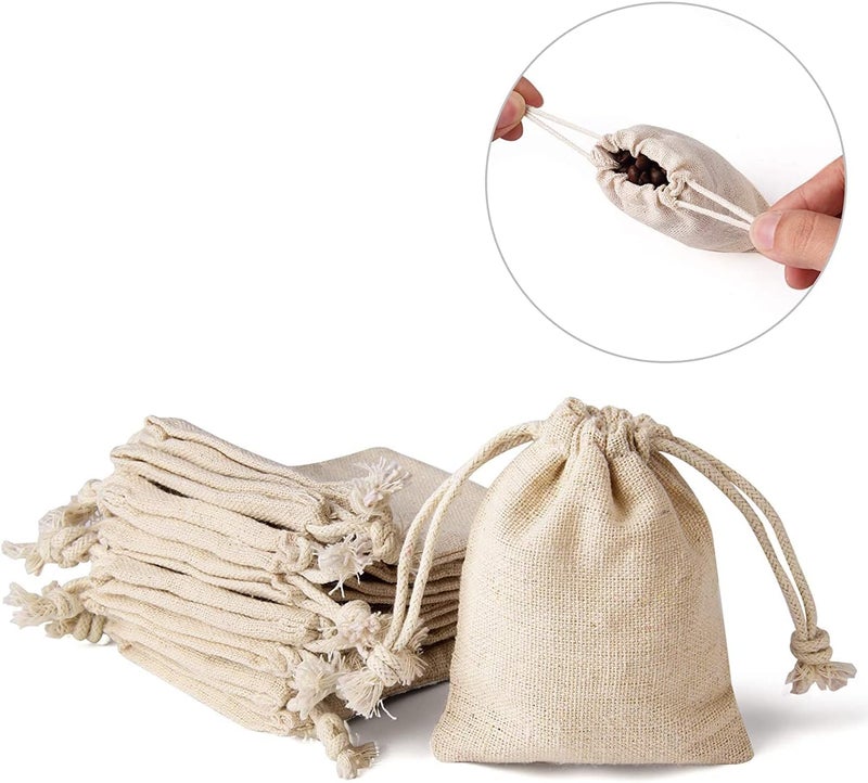 JIAKAI Pack of 30pcs 3x3.7Inch Double Drawstring Cotton Cloth Bag for Small Jewelry Bracelet Beads Spice Gift Bags - Image 4